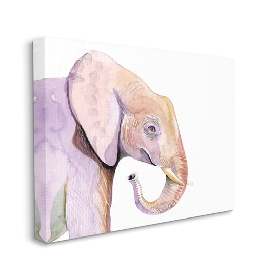 Stupell Industries Happy Elephant Smile Purple Red Safari Animal Canvas Wall Art